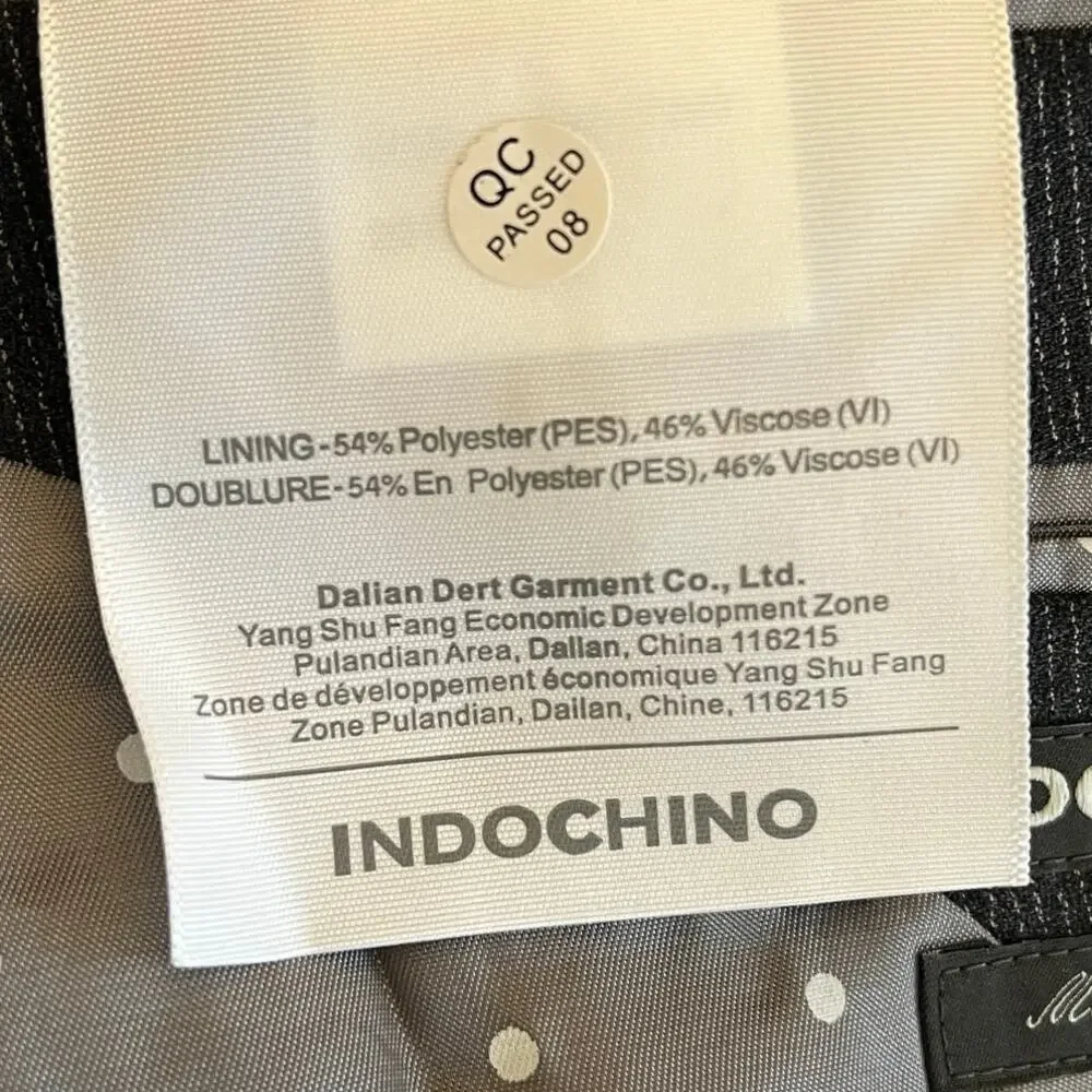 Indochino Mens Blazer Bespoke 43L Wool Stretch Charcoal‎ Pinstripe Surgeon Cuffs